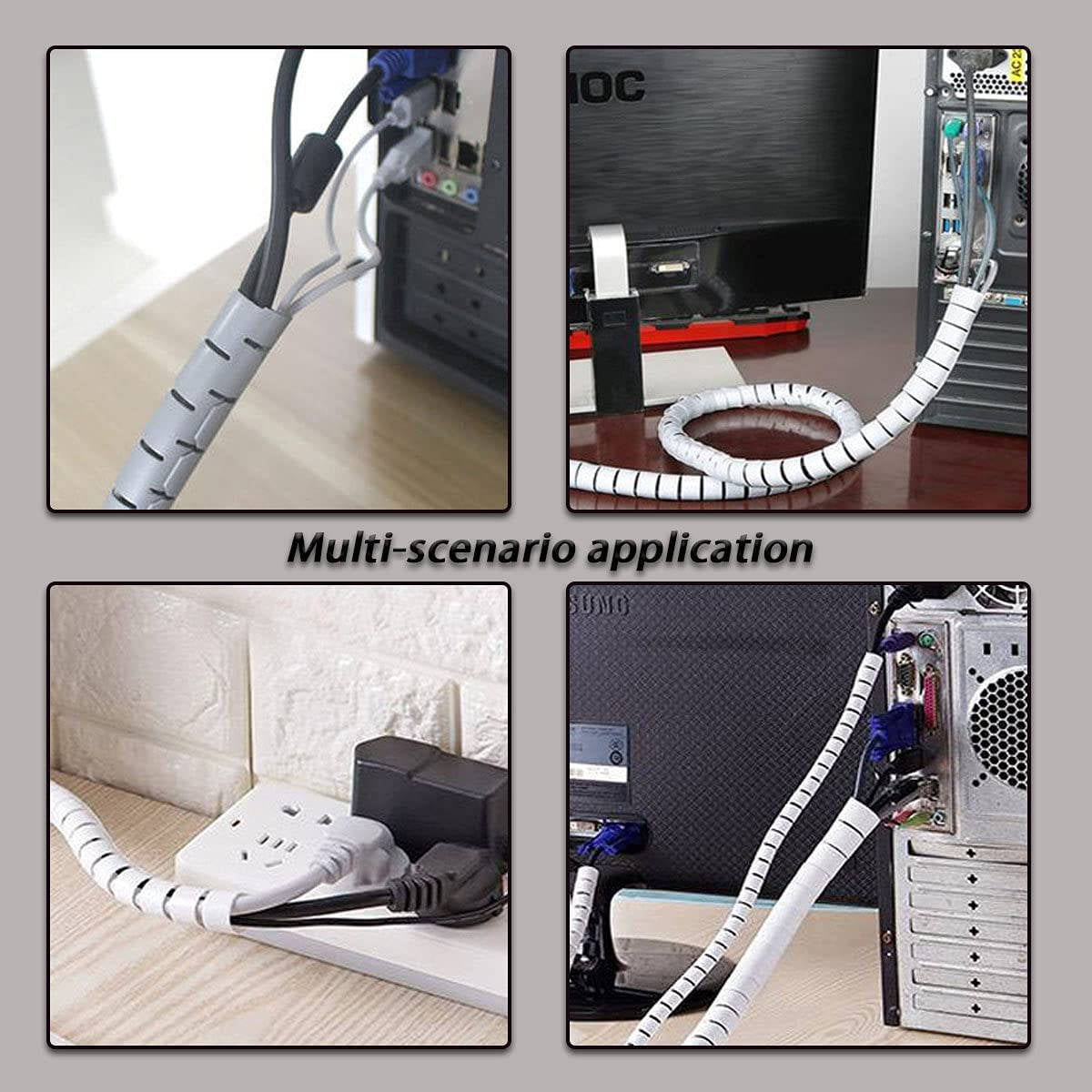 Enrouleur de Câble Spirale Couleur Argent Longueur 1m d. 30 mm pour la collecte des câbles