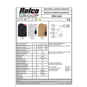Varialuce Relco RT81 Dimmer a Pedale per Lampade Alogene e Led