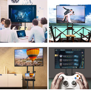 Carrello telescopico da pavimento con mensola per tv 37 - 70 pollici, mobile con ruote