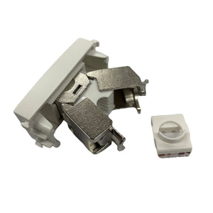 Frutto rj45 FTP schermato cat.6a compatibile Vimar Eikon 20339.14.B presa modulare 8 poli per cavi ethernet connessione a crimpare senza attrezzi, colore bianco