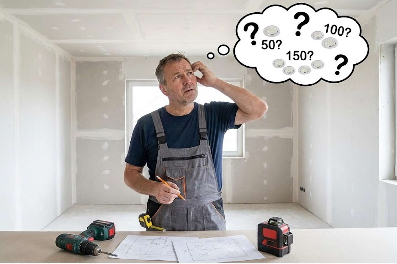 Quanti punti luce per un cielo stellato? Un uomo progetta la disposizione dei LED su cartongesso