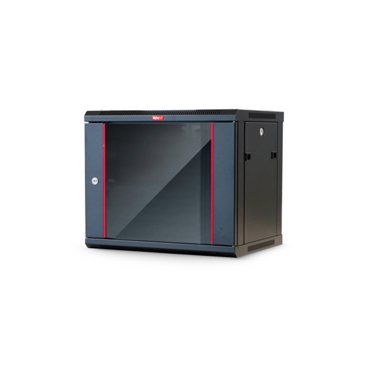 Armadio Rack 19 Pollici 9 Unità Muro Porta in Vetro Nero