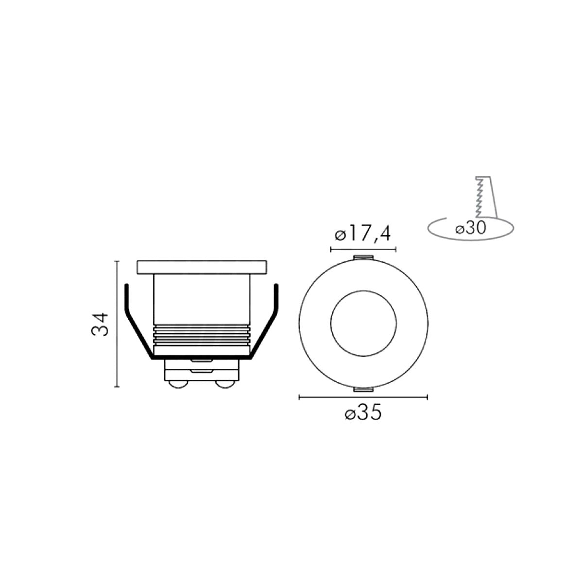 Faretti Led Incasso per Cartongesso 2.5W Angolo 30° 130 Lumen 3000K Alluminio