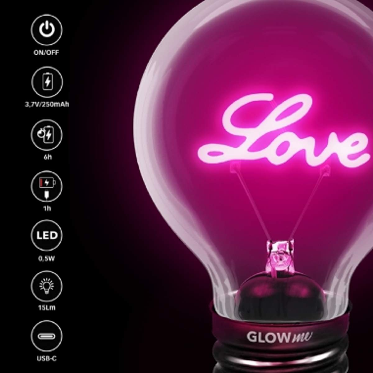 dati tecnici lampada love glow me