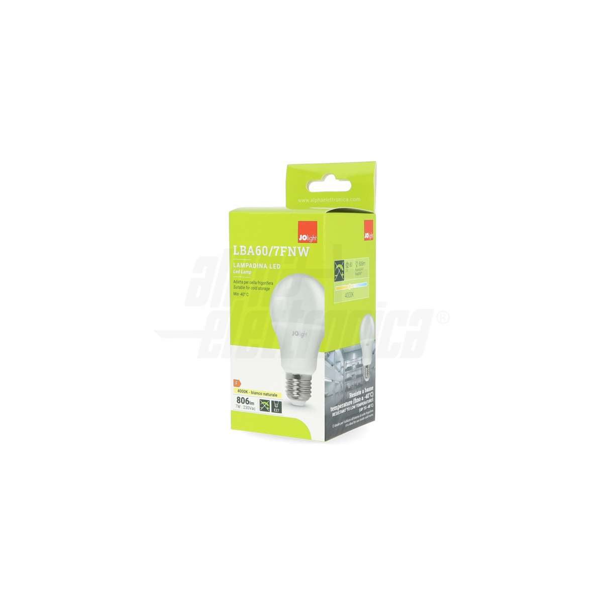 scatola Lampadina LED E27 7W per frigo e celle frigorifere luce naturale 4000K.