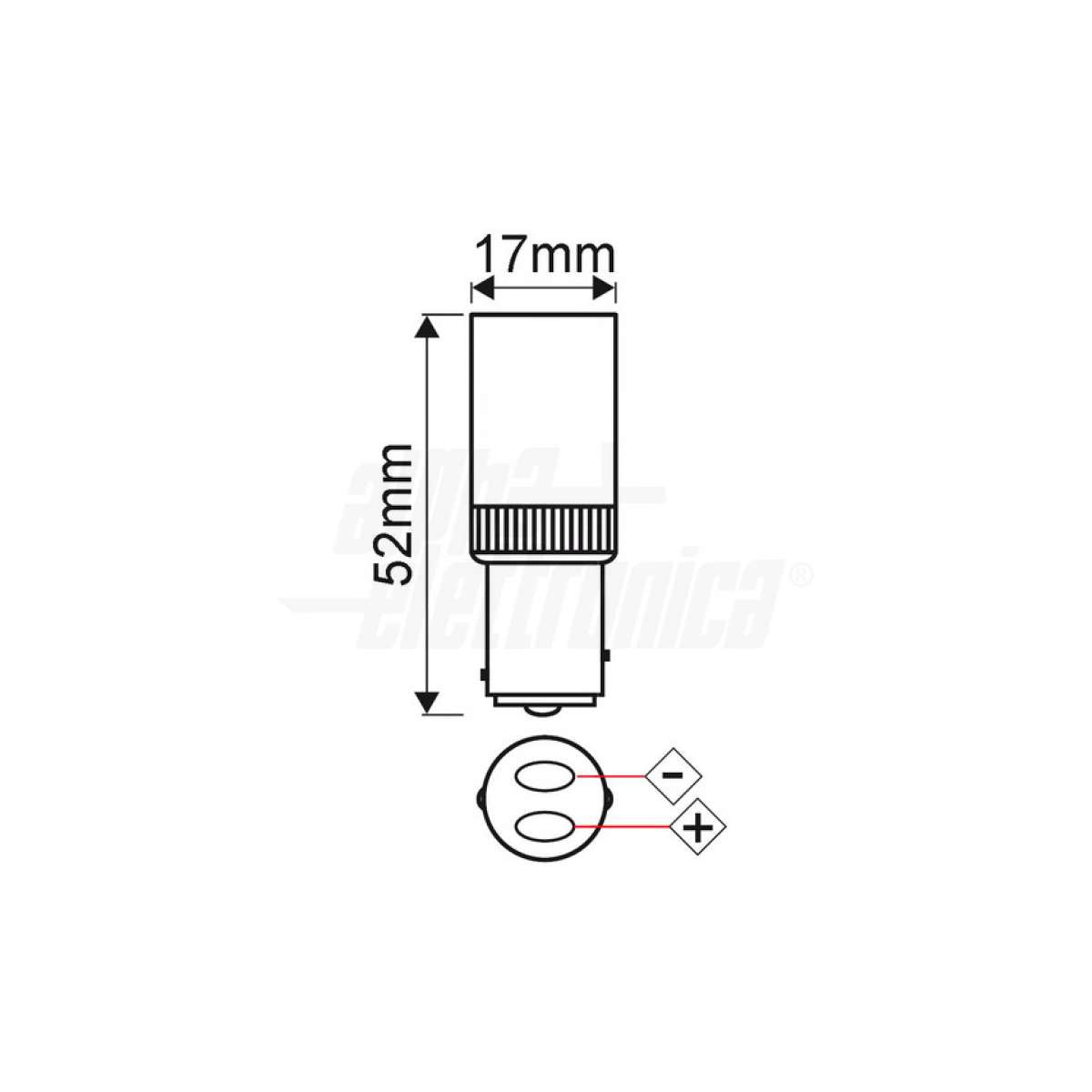 Lampdadina Led BAY15D 3W Nautica Imbarcazioni 24V schema con misure