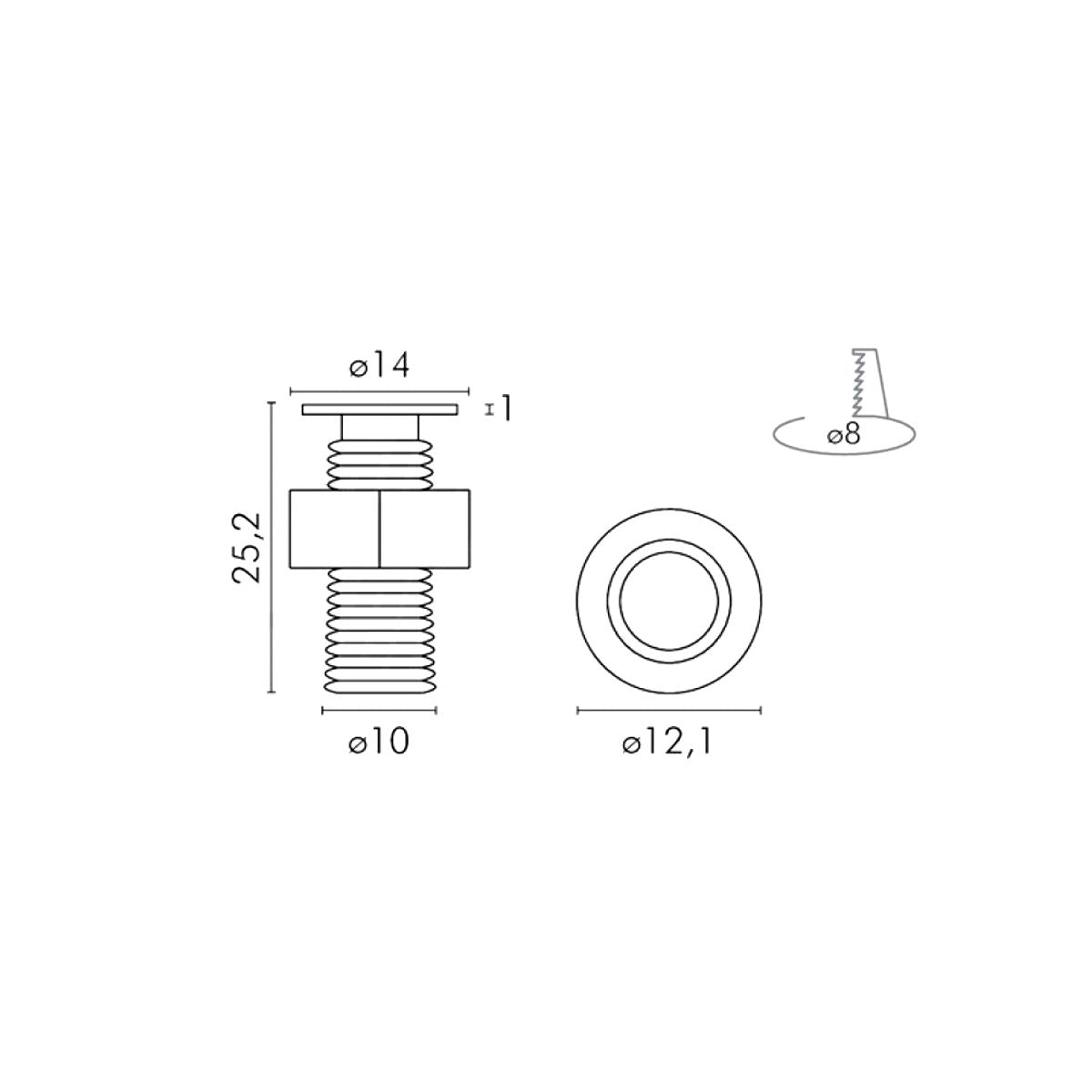 Mini Spot Led Incasso Pannello 12V 0.2W Luce Calda Dimmerabile, Faretto Bianco