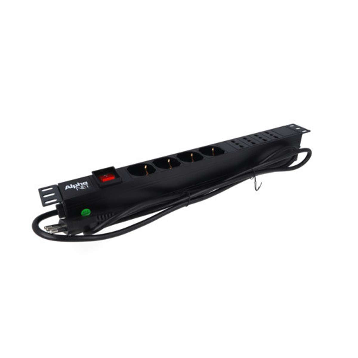 Multiprese Rack 19" 8 Prese Cavo 2mt Spina 16A Nera