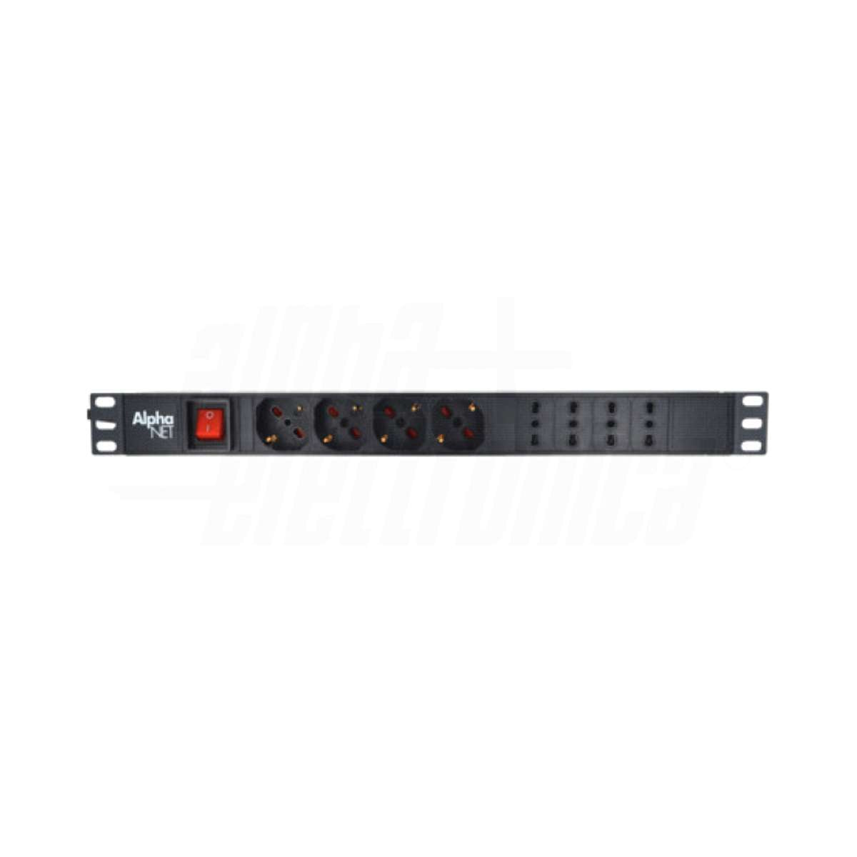 Multiprese Rack 19" 8 Prese Cavo 2mt Spina 16A Nera