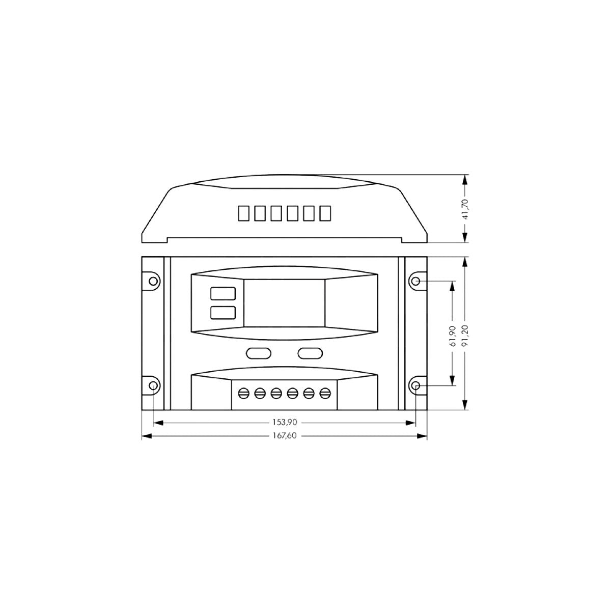 Regolatore di Carica Fotovoltaico PWM 12 24Vdc 20A con 2 porte USB per Pannelli Solari