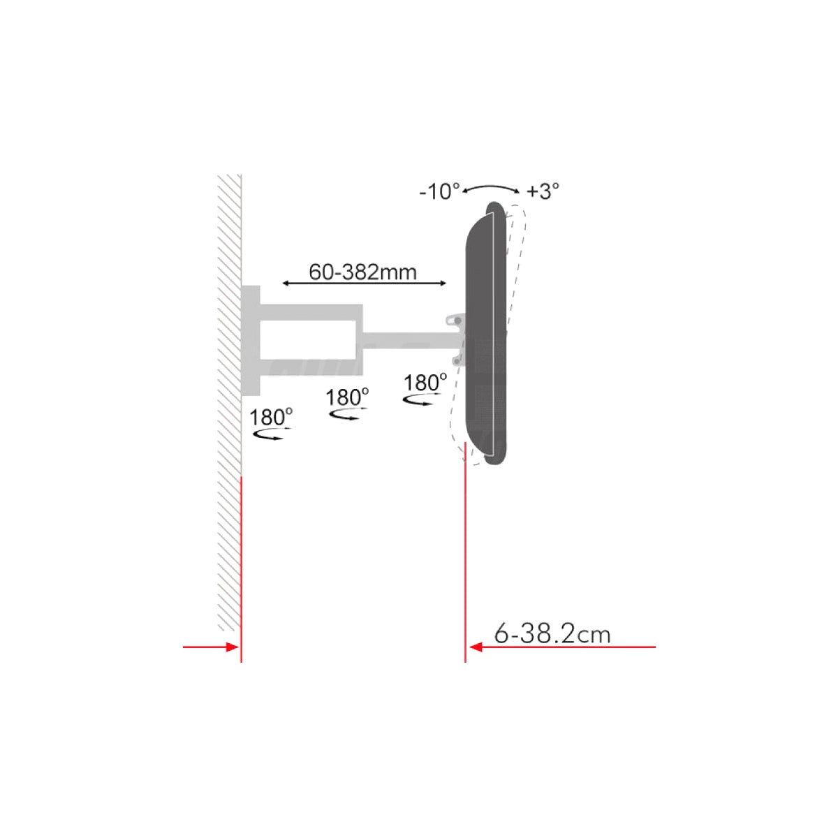 Supporto TV Parete Orientabile 23 - 55 Pollici Vesa 400 Portata 30kg