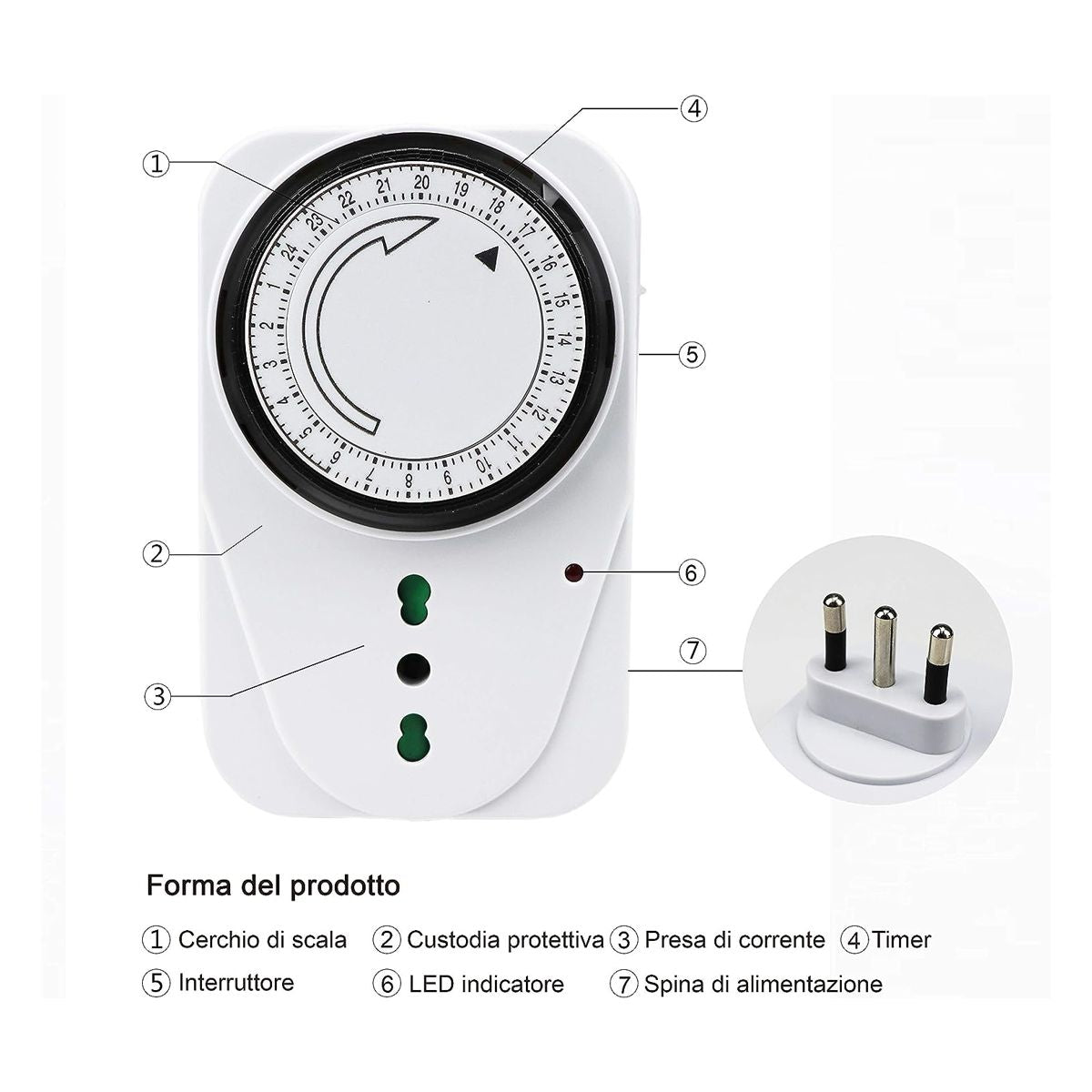 Timer Analogico 24 Ore Giornaliero 16A 3500W Max