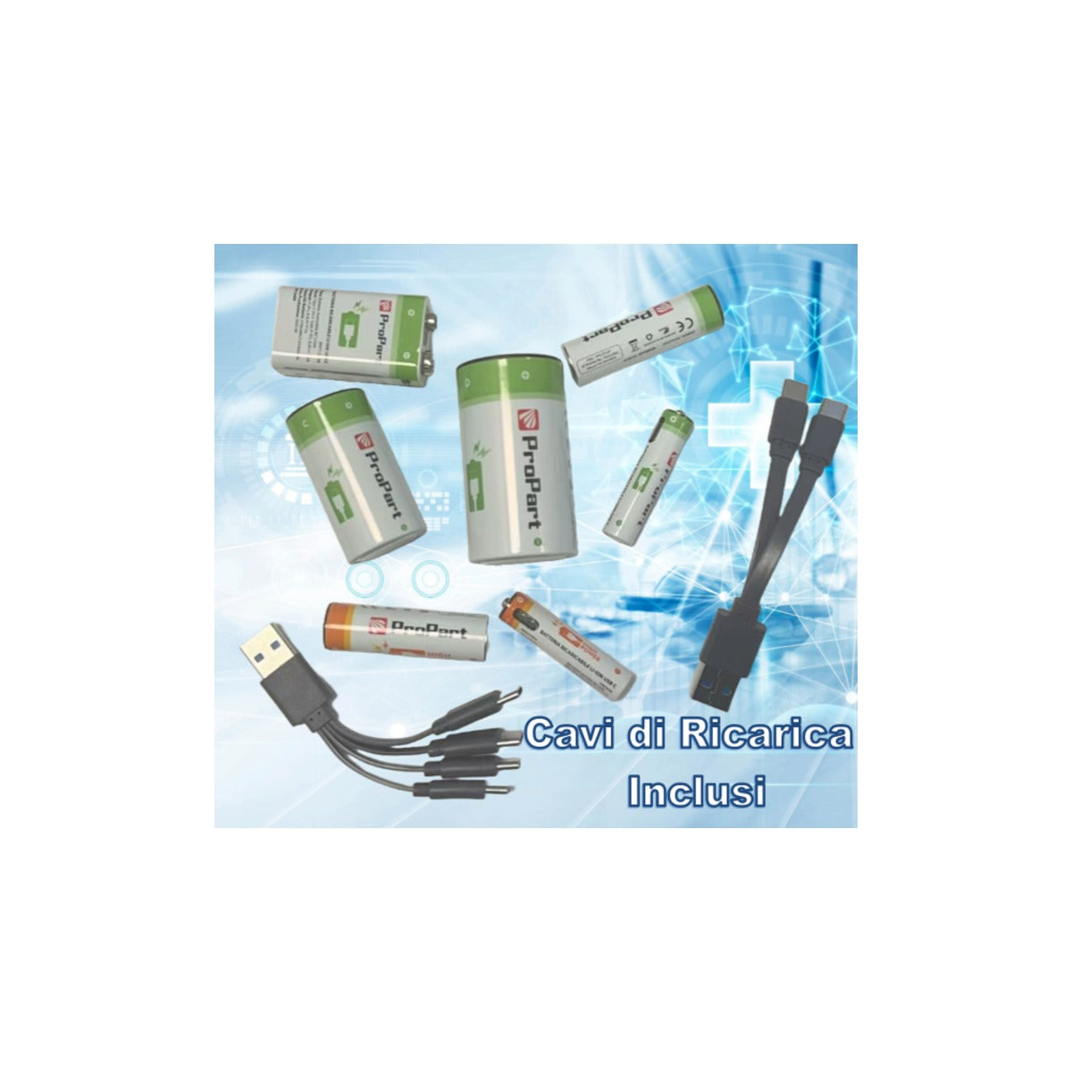 Batterie Stilo AA Ricaricabili USB-C 1.5V 1250mAh - Confezione da 4