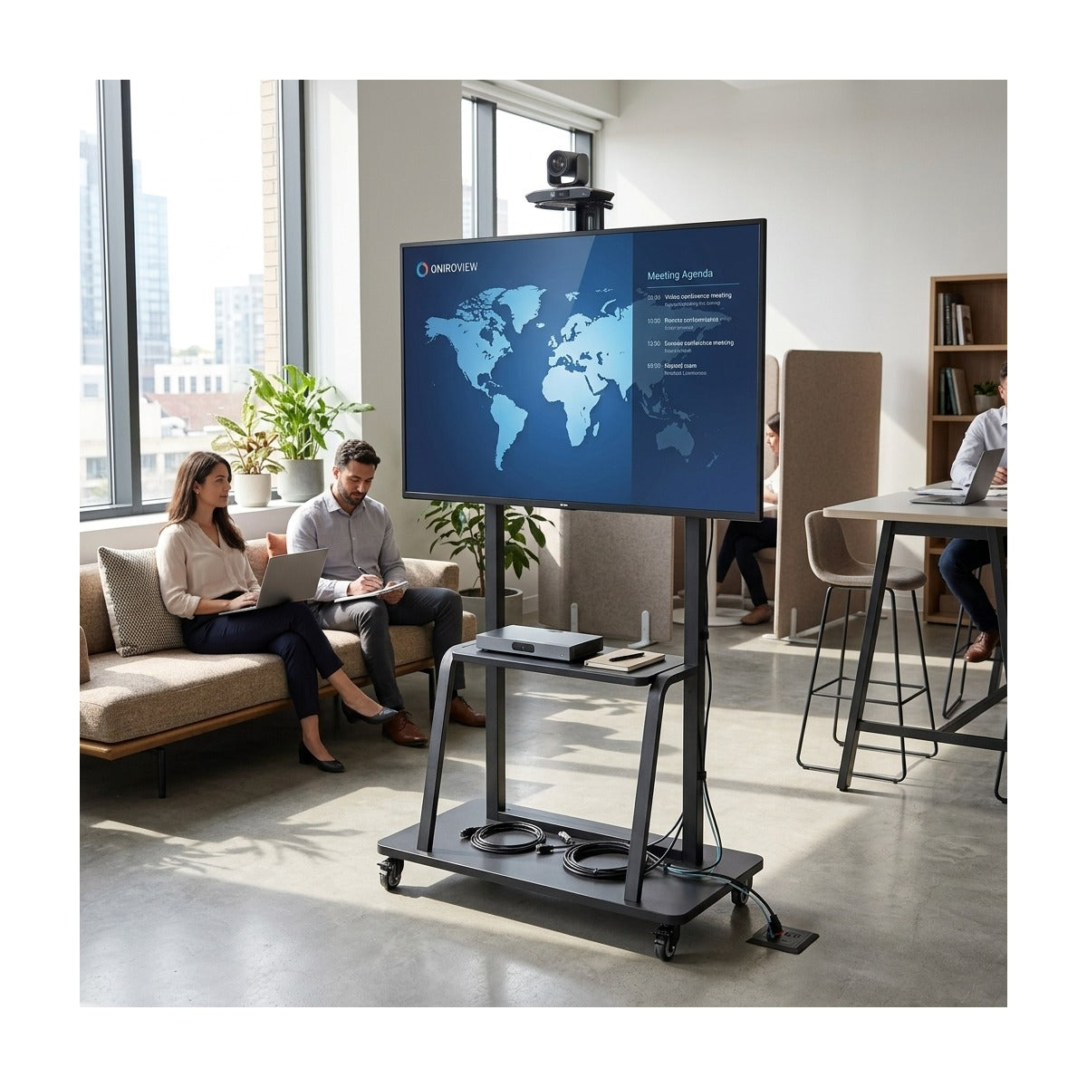Carrello Porta TV con Ruote 40-100 Pollici VESA 800x600 120 Kg con Ripiani