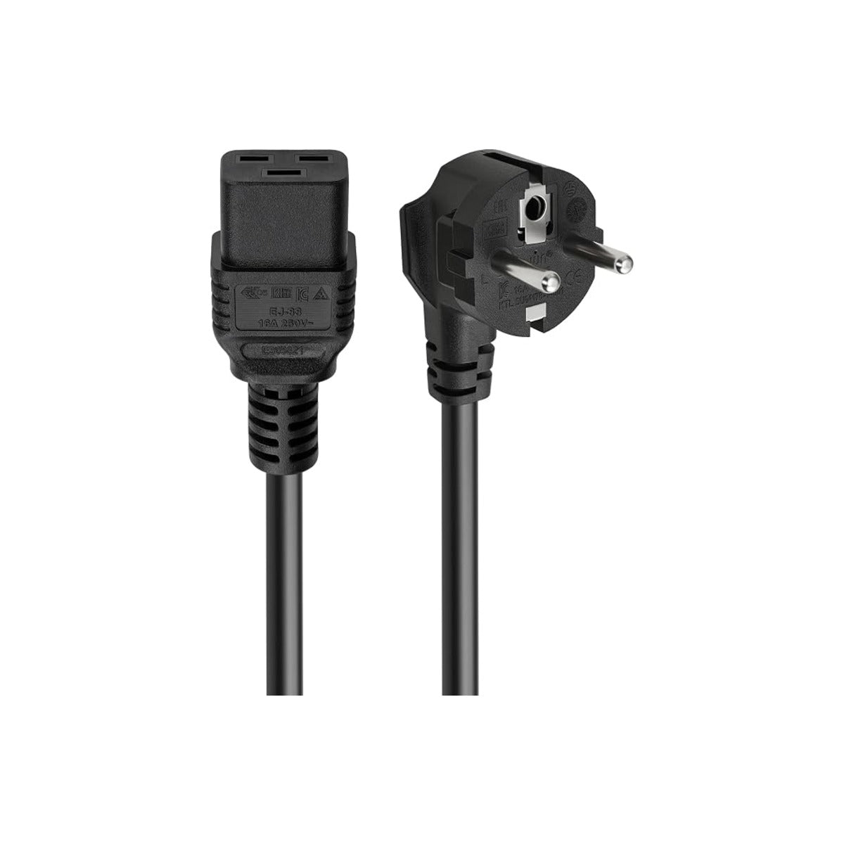 Cavo Alimentazione IEC 320 C19 Spina Schuko 90° 2 m 3×1 mm² Nero per UPS e Rack
