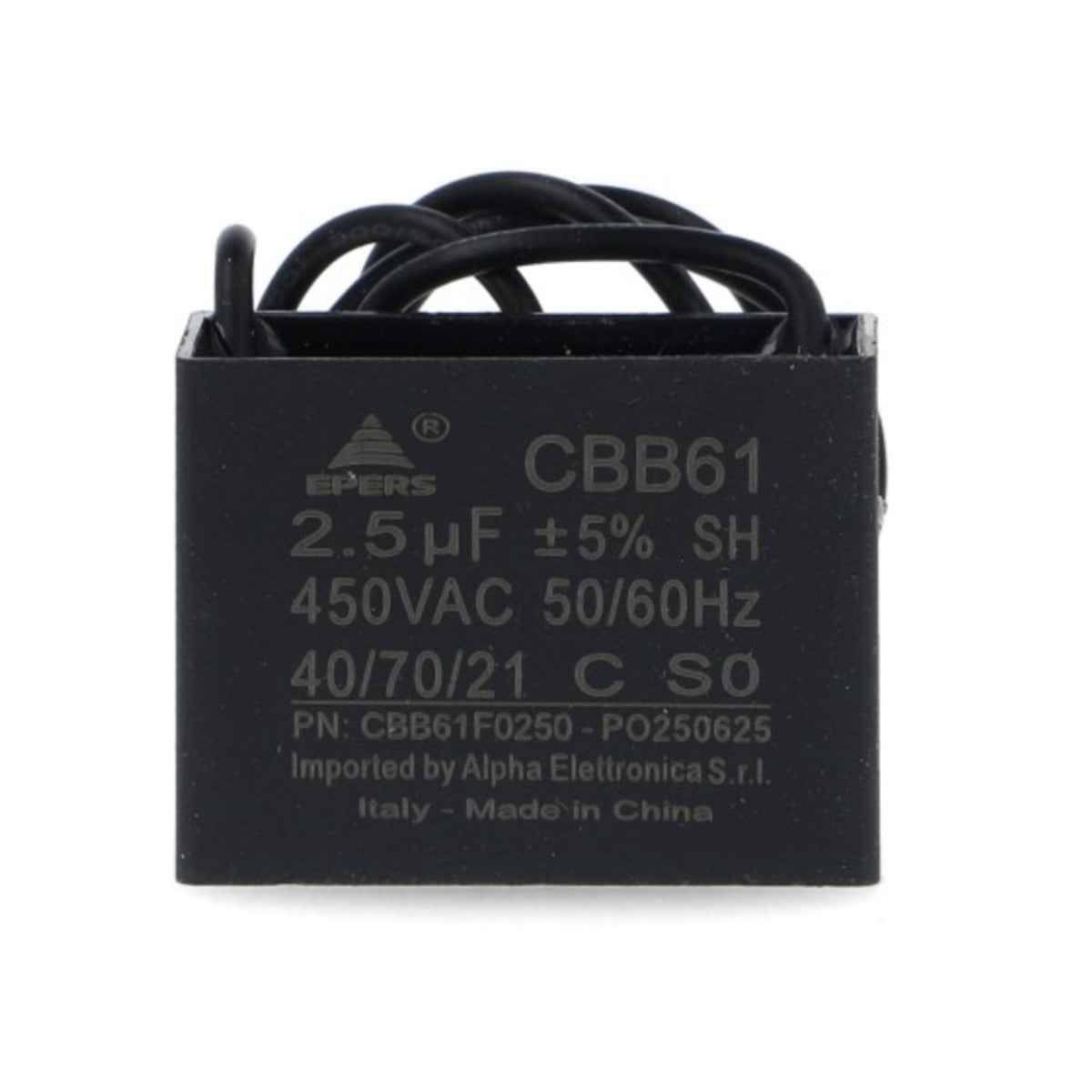 Condensatore 2,5 µF 450V con Cavetti per Motori Monofase
