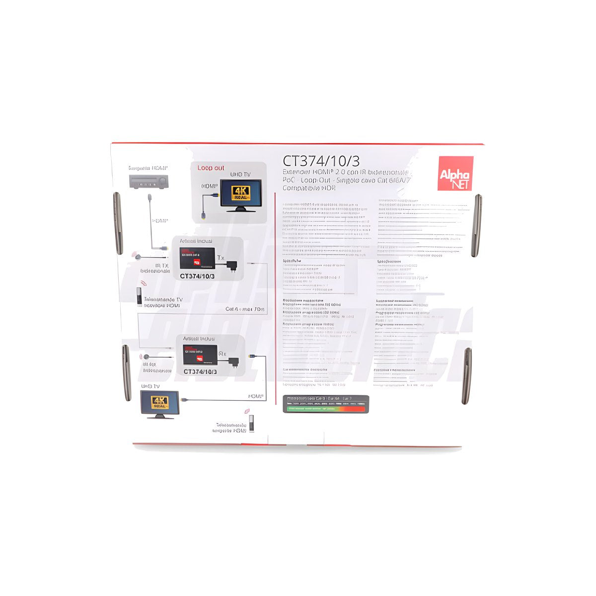 Extender HDMI 4K 60Hz 70 m Loop Out IR PoC su Cat 6 - foto 12