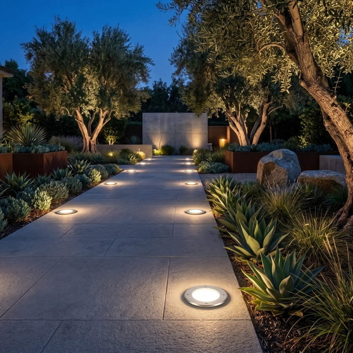 esempio di utilizzo faretto interrato illuminazione vialetto