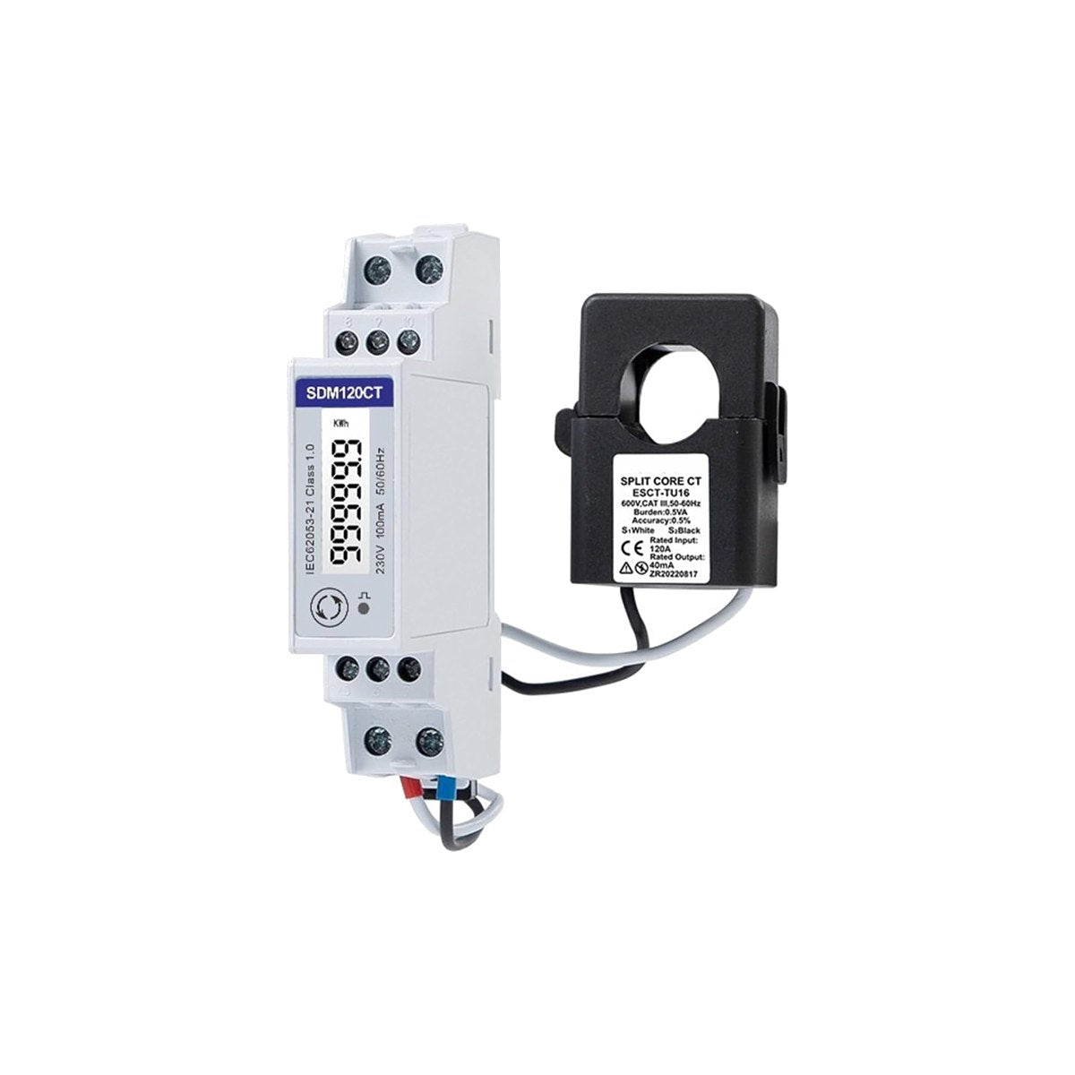 SDM120CT Contatore Monofase Bidirezionale MID con TA 100A/100mA