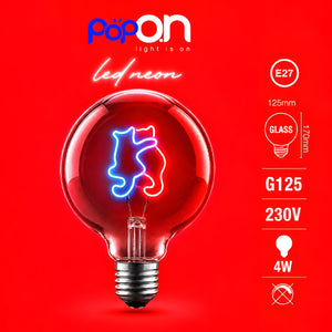 Lampadina decorativa LED G125 E27 POPON CAT scheda con dati E27 G125 230V 4W