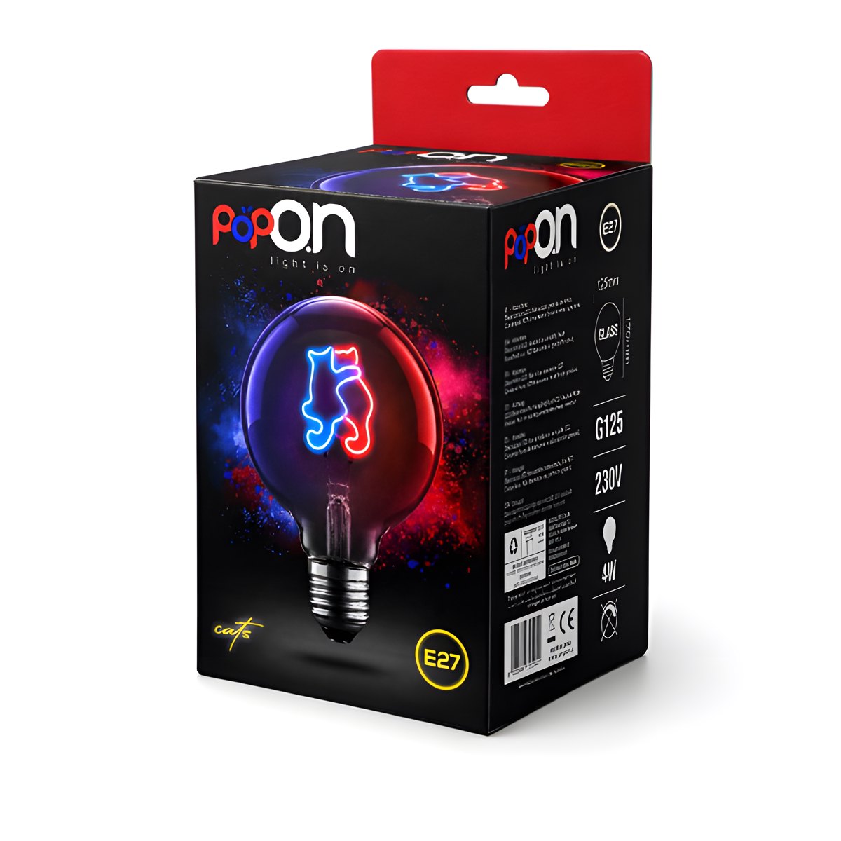Lampadina decorativa LED G125 E27 POPON CAT confezione