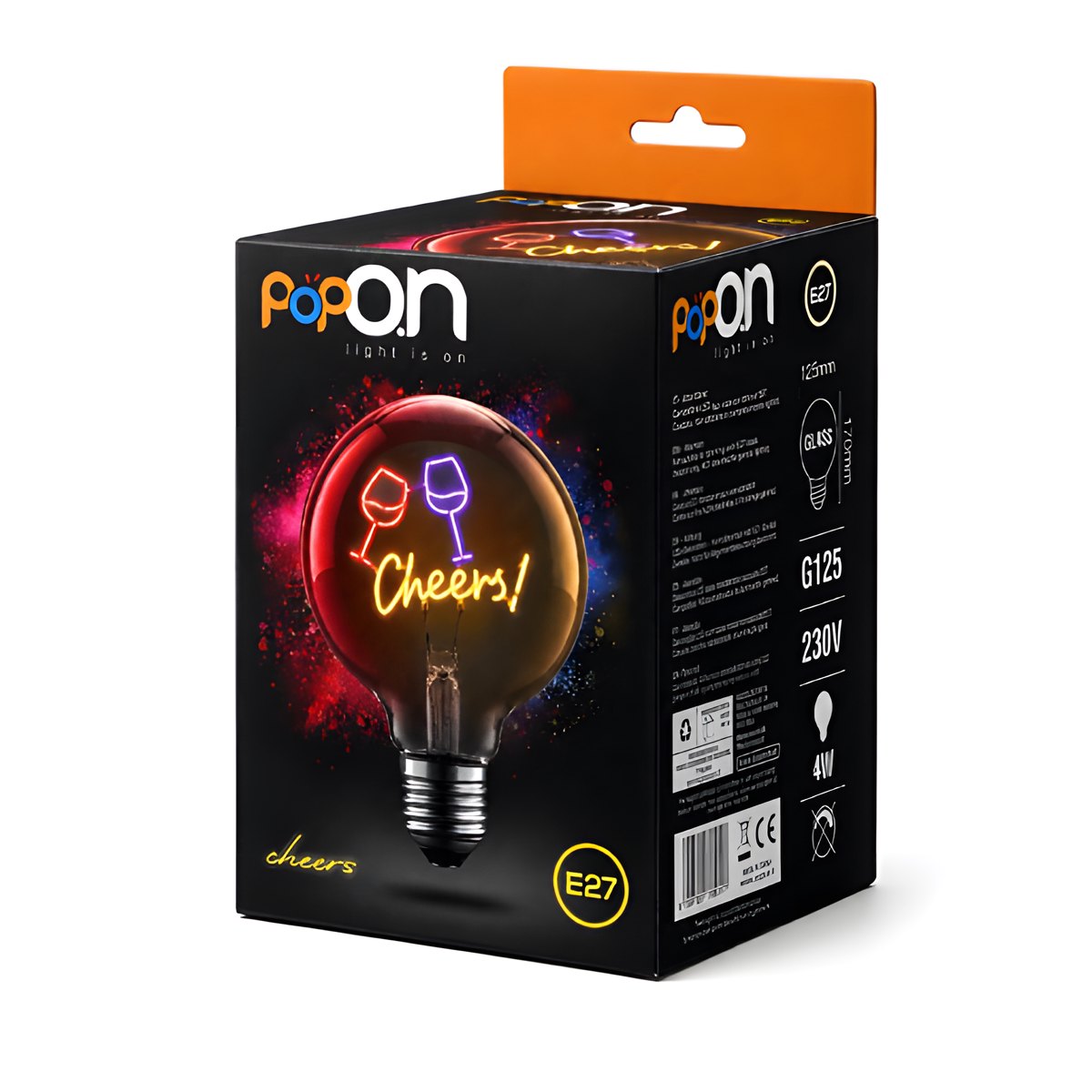 Lampadina decorativa LED G125 E27 POPON CHEERS confezione