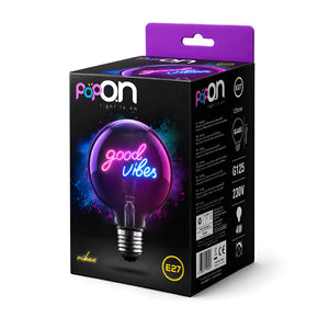 Lampadina decorativa LED G125 E27 POPON GOOD VIBES confezione