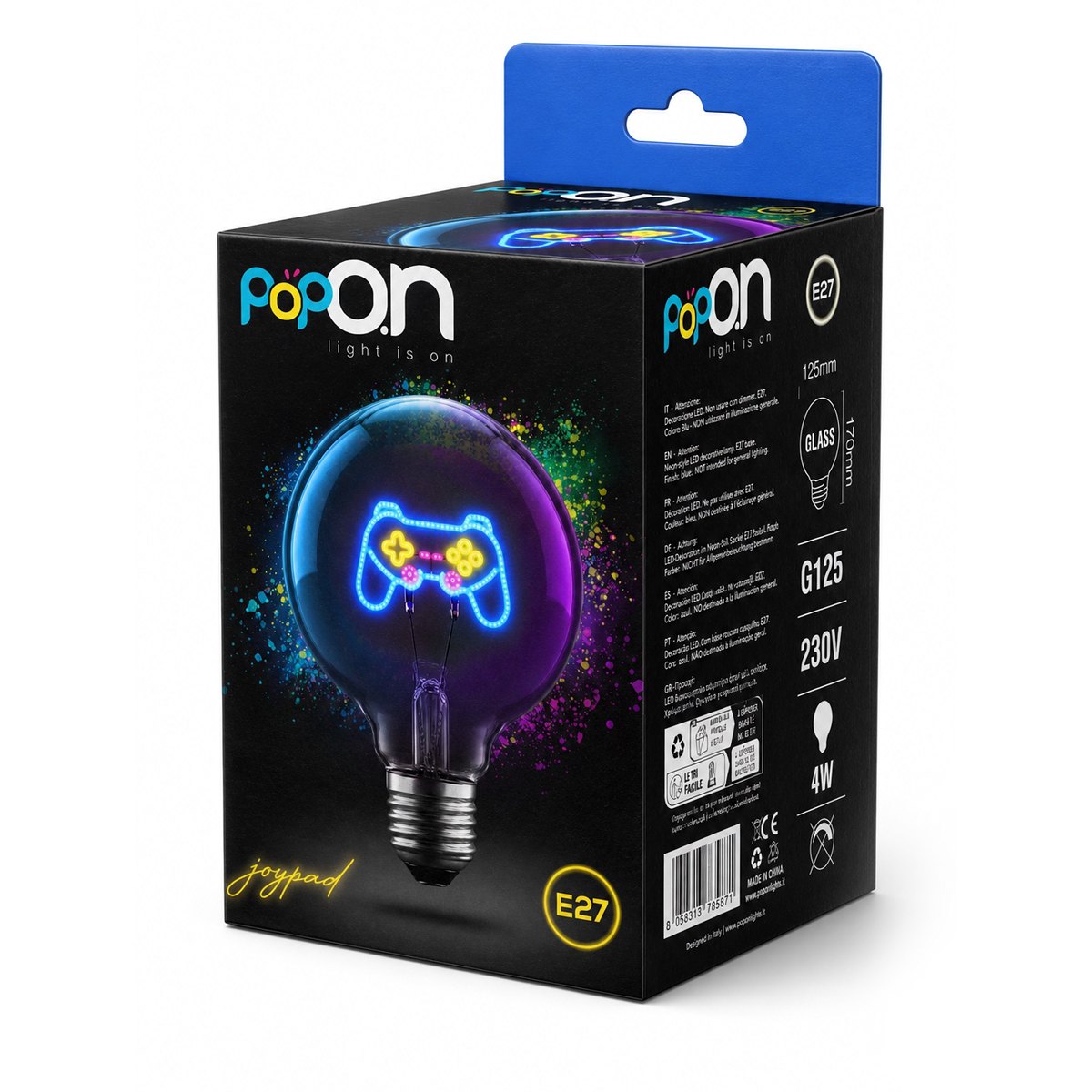 Lampadina decorativa LED G125 E27 POPON JOYPAD confezione