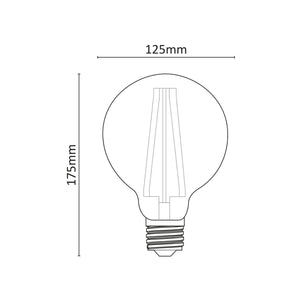 misure del globo 18W , altezza 175mm diametro 125mm