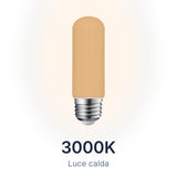 Lampadina LED tubolare E27 10W 3000K luce calda, vetro bianco