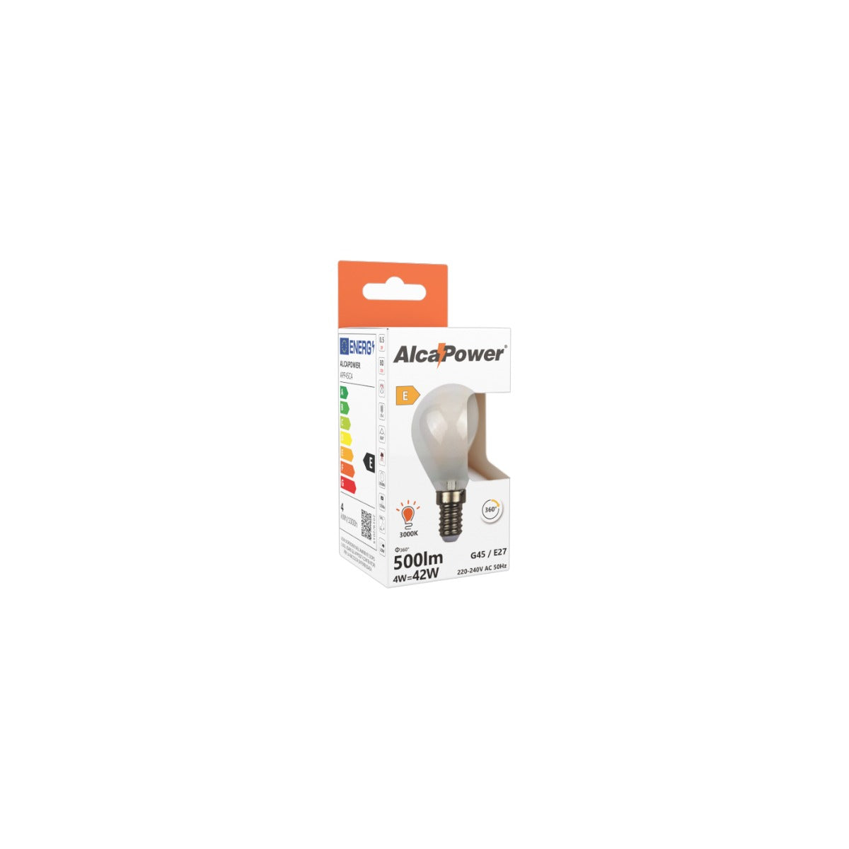 scatola esterna Lampadina Sfera Satinata E14 4W 3000K LED Vetro Smerigliato