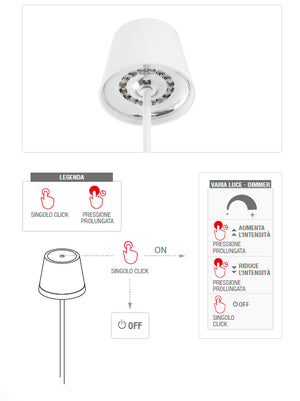 Lampada da Tavolo Ricaricabile Corten Senza Fili Touch (bundle)