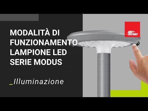 Come impostare modalità di funzionamento - Lampione a carica solare 20W - Base piatta - Serie Modus