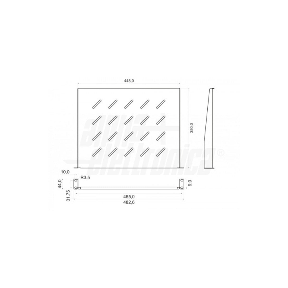 Ripiano a Sbalzo Rack 19" 300 o 350 mm – 1U e 2U Nero