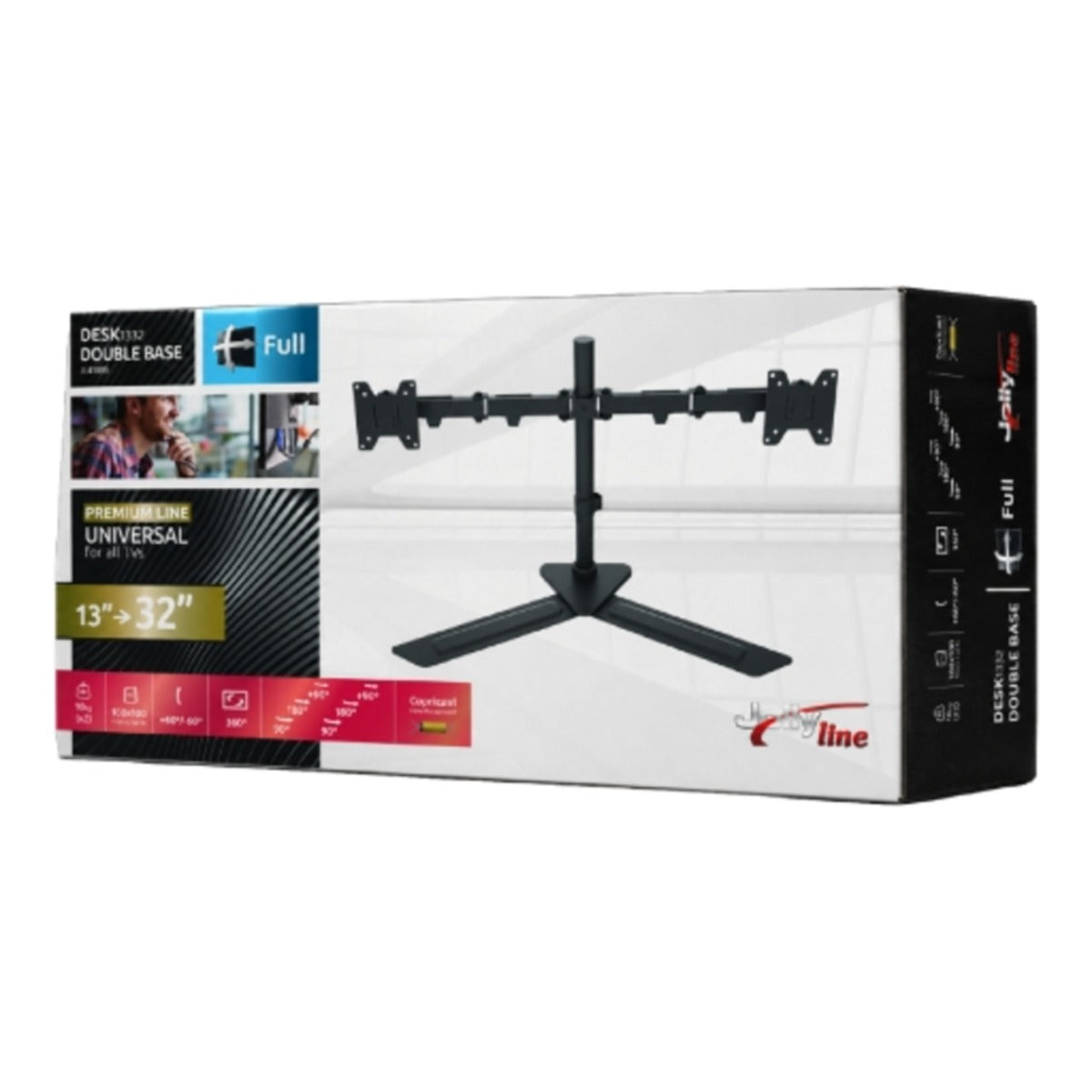 Supporto Doppio Monitor da Tavolo con Base 13-32 Pollici VESA 100x100 10 Kg x2