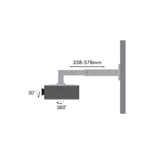 Supporto proiettore da parete - estensione 358-578 mm, inclinazione 30° e rotazione 360°