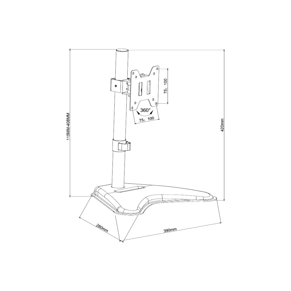 Supporto TV Monitor da Tavolo con Base 13-32 Pollici VESA 100x100 10 Kg