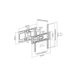 Supporto TV orientabile 32-70 pollici - disegno tecnico