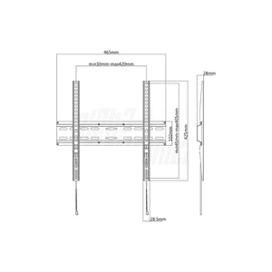 Supporto TV slim fisso - disegno tecnico con dimensioni