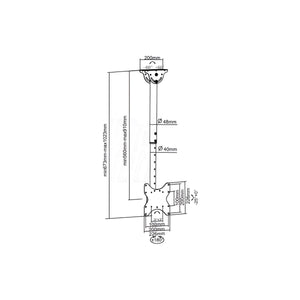 Supporto TV Soffitto Telescopico Orientabile 23-43 Pollici 50Kg