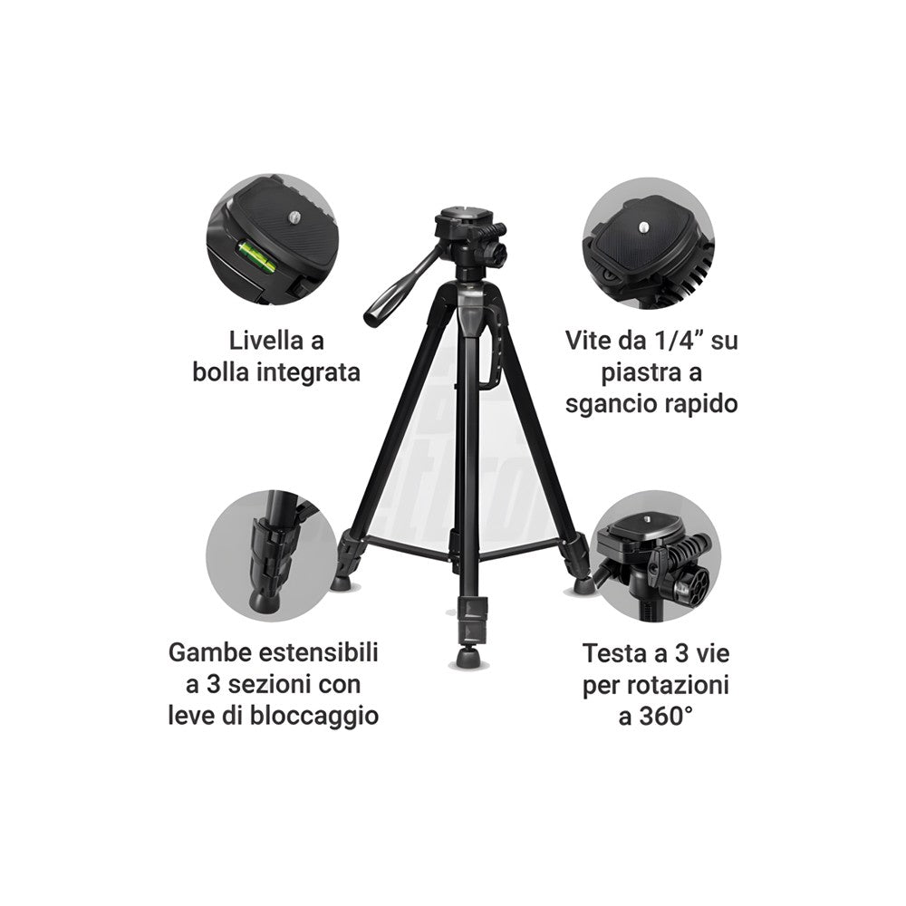 Treppiede fotografico telescopico 61-170 cm - caratteristiche principali