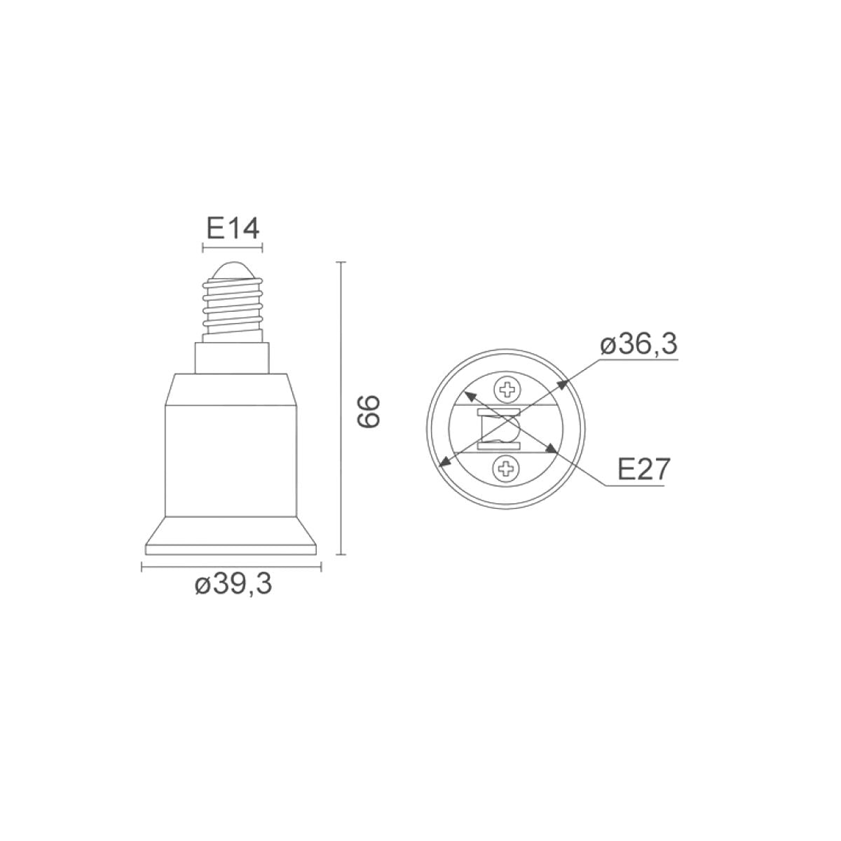 Adattatore E27 E14 Convertitore per Lampade 2A
