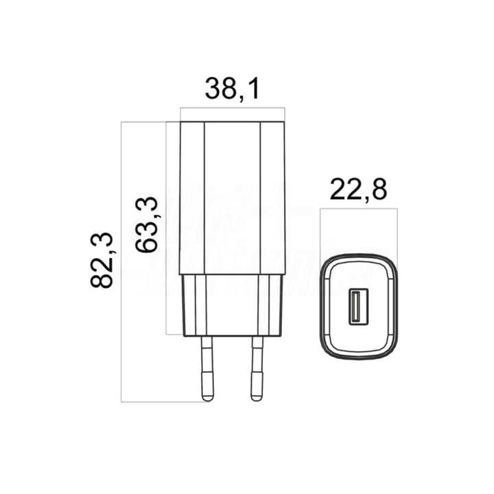 Alimentatore USB 5V 2.1A 10.5W 1 Porta Nero per Lampada Tavolo o Cellulare