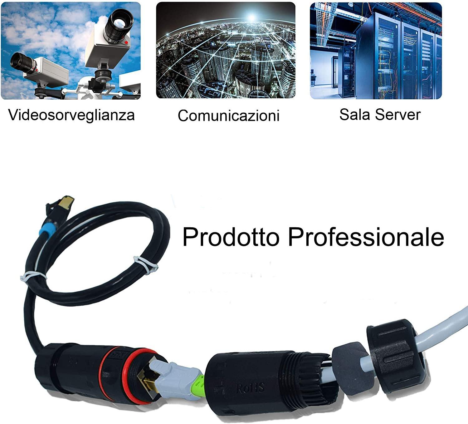 sourcing map Accoppiatore RJ45 per montaggio a pannello, protezione IP68, per montaggio a pannello, connettore Ethernet LAN pass-through, per CAT5/ CAT5E/CAT6A (arancione, confezione da 1