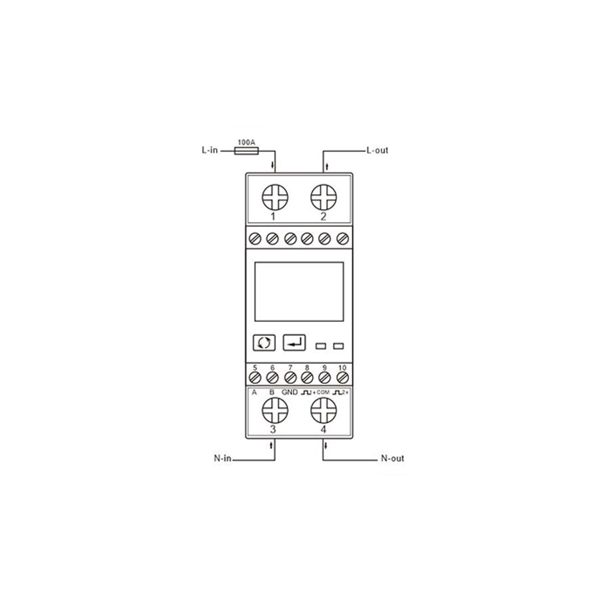 Contatore Digitale di Energia Monofase 100A 230V 2 Moduli