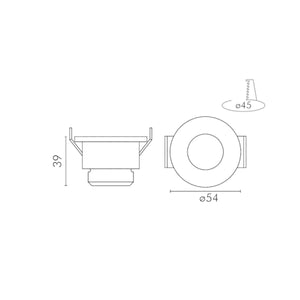 Faretto Doccia IP44 Led Incasso Cartongesso 5W Luce Calda, Acciao Satinato