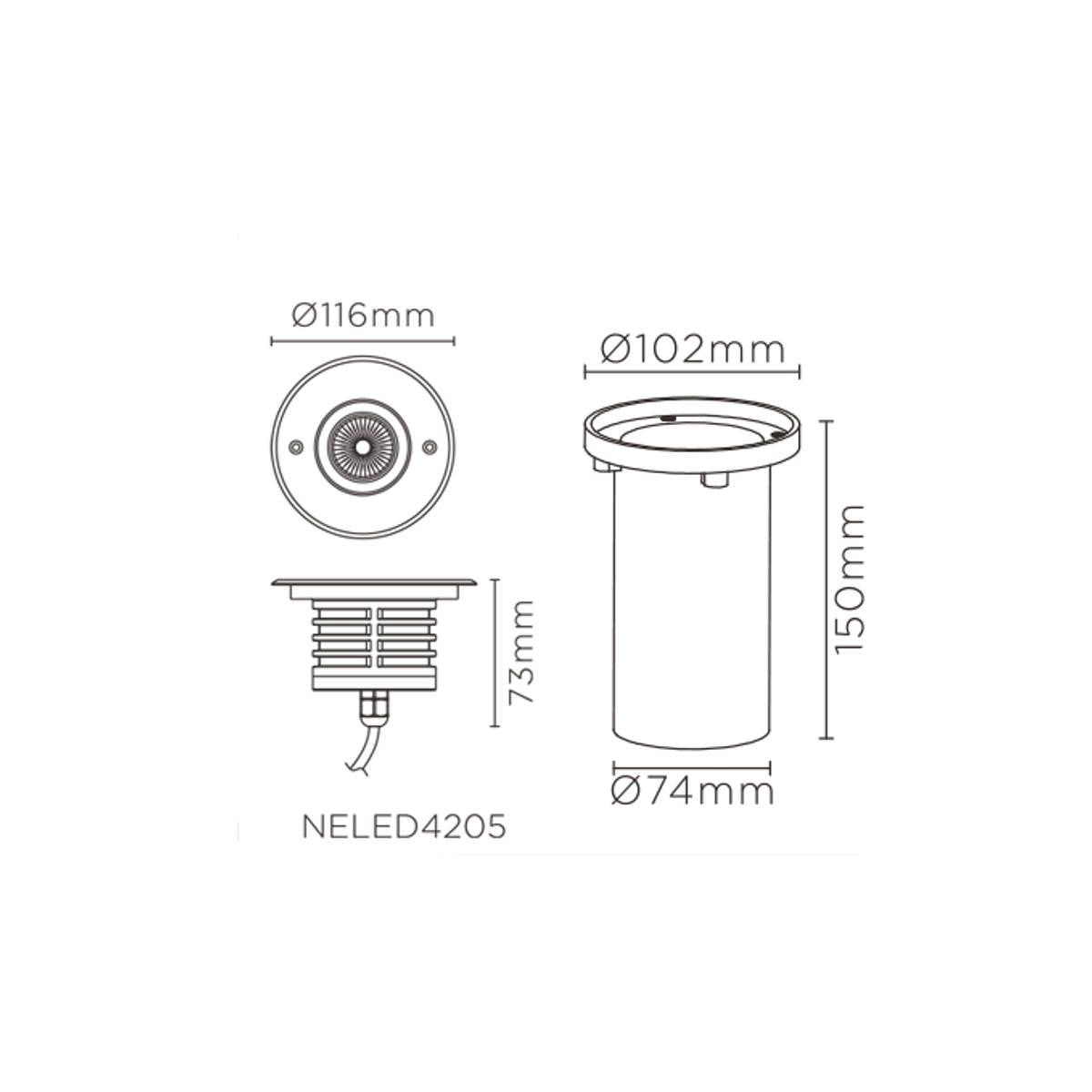 Faretto da Terra per Esterno Giardino Led Acciaio Inox 6.5W 24V DC IP67 Luce Calda 3000K