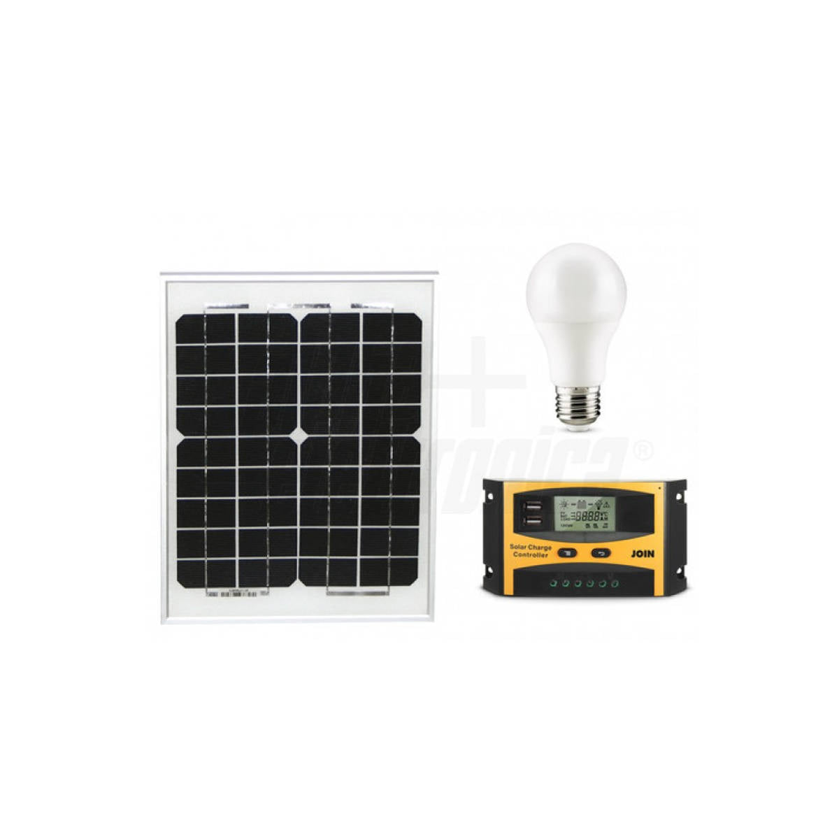 Impianto Fotovoltaico 15W - 12V - Kt con Regolatore di Carica e Lampade led