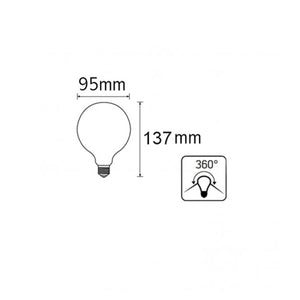 Lampadina Globo Alogena E27 70W resa 90W Diametro 95mm Luce Calda Dimmerabile