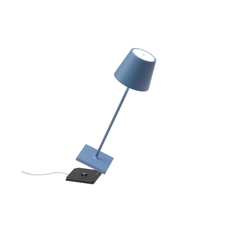 Lampada Led Ricaricabile da Tavolo Poldina Blu Avio Touch Dimmerabile Esterno Interno IP54